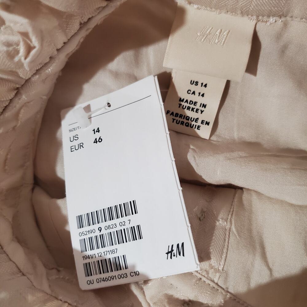 H&M NWT Tiered Ruffle Cream Victorian Cottage Prairie Midi Dress Womens Size 14 - Picture 9 of 11